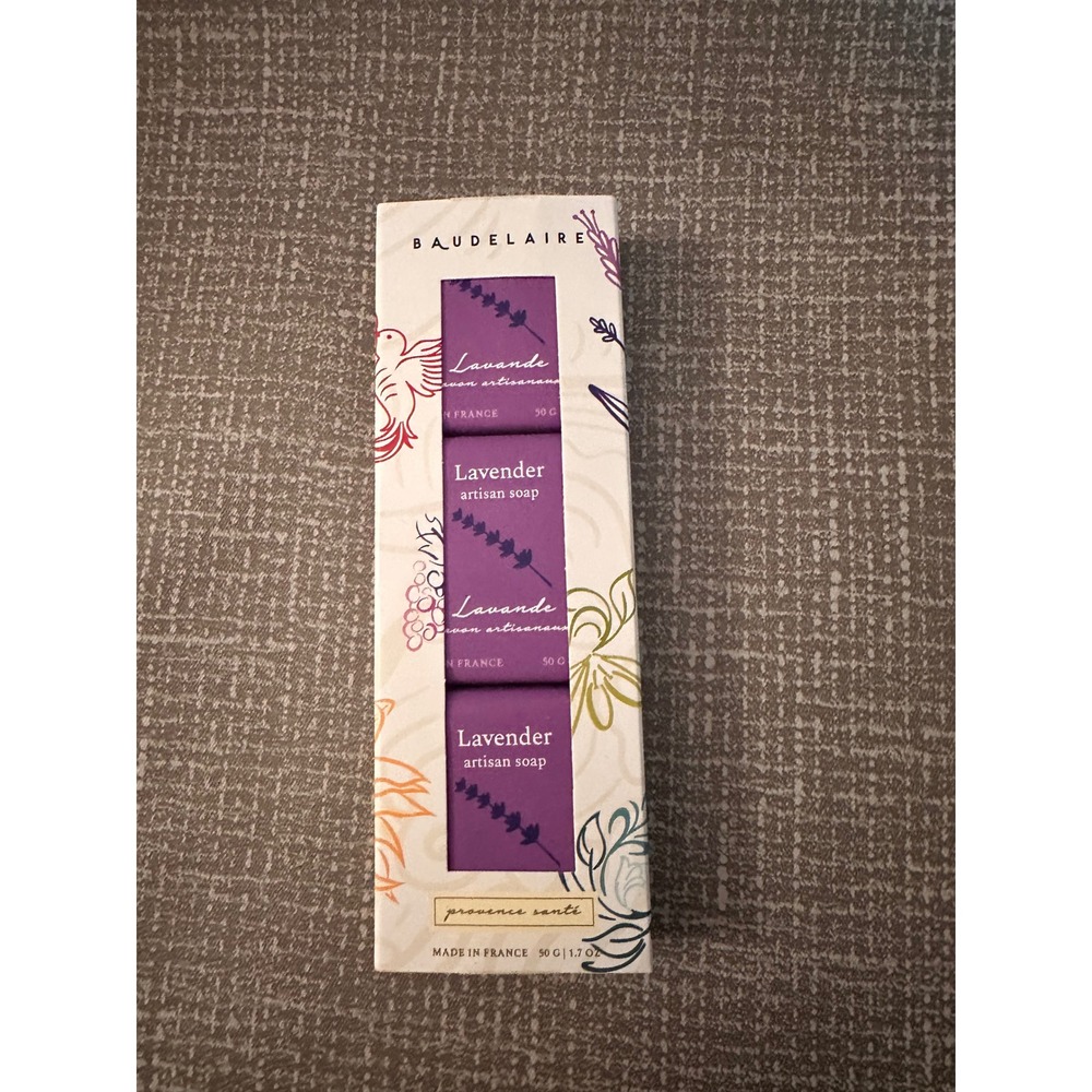 Baudelaire Provence Sante Lavender Artisan Soap Set 3 Bars Made in France 1.7oz